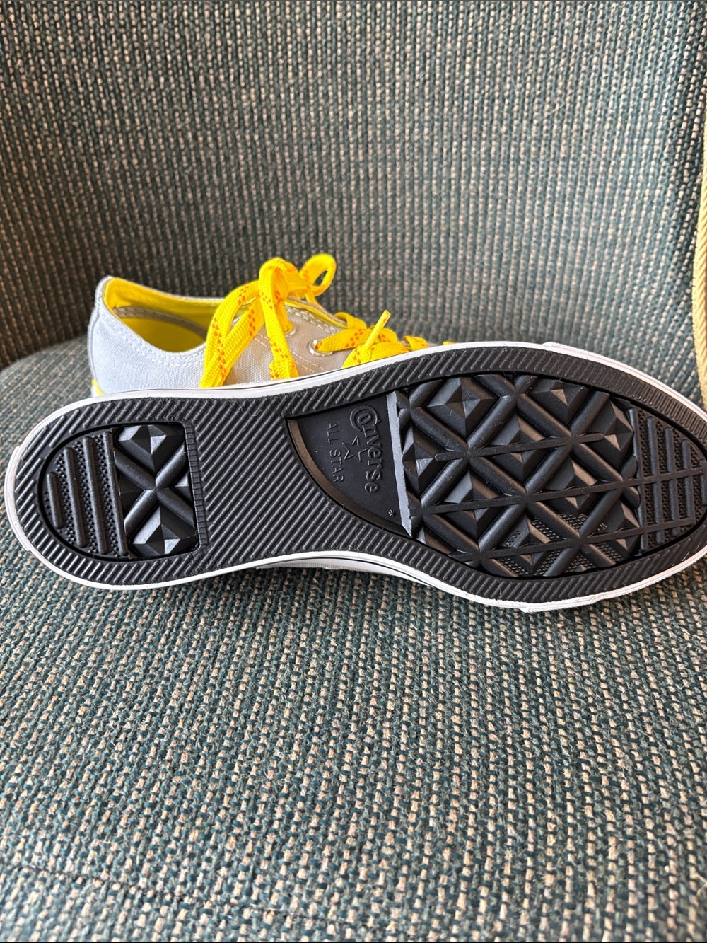 Converse Gray Canvas Sneakers with Yellow Accents - Picture 3 of 6